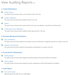 SharePoint farm audit report