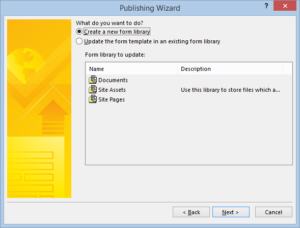 create new form library wizard