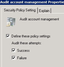 Audit AD account management properties