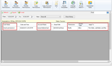 Track permission changes made through NTFS Security Manager at various times