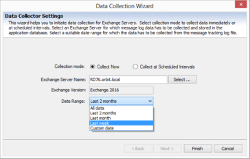 Collect and import specified date & time of Mail transaction details from Message Tracking Logs