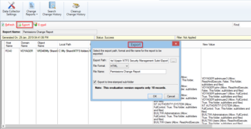 Export NTFS Change reports as HTML / CSV / XLSX file