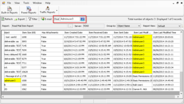 A string-based Find option that highlights all cells containing the string in report 