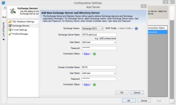 Connect to an Exchange Server and Directory Server in your enterprise network using the Configuration Settings